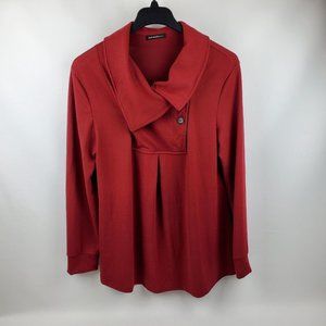 Just Fashion Now Cotton Blend Long Sleeve Button Up Shirt Womens XL Burgundy Red